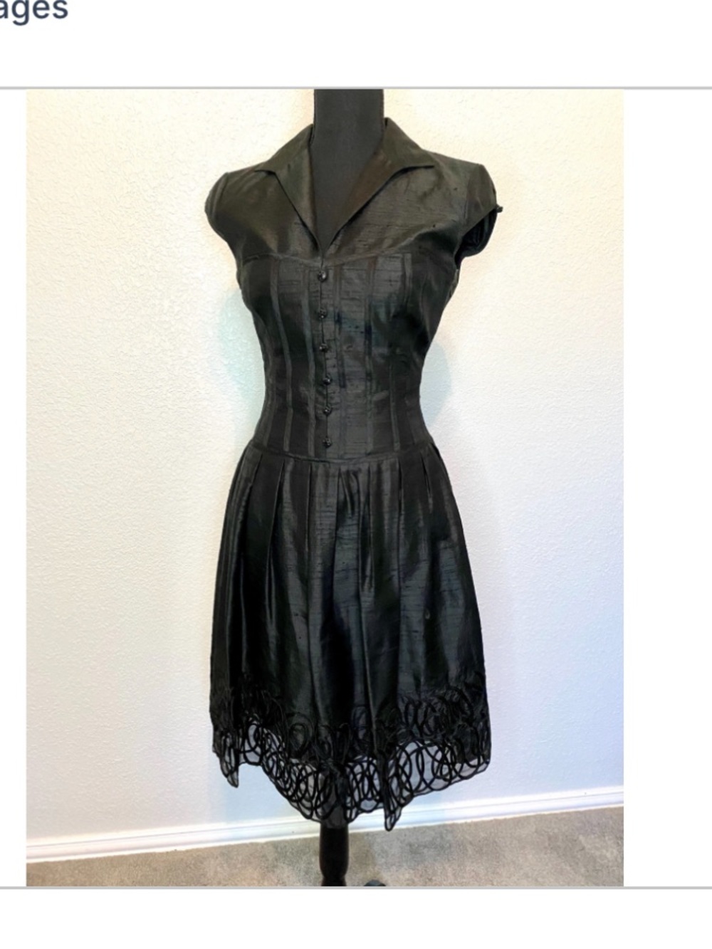 Kay Unger Black Fit-and-Flare Dress with Lace Hem